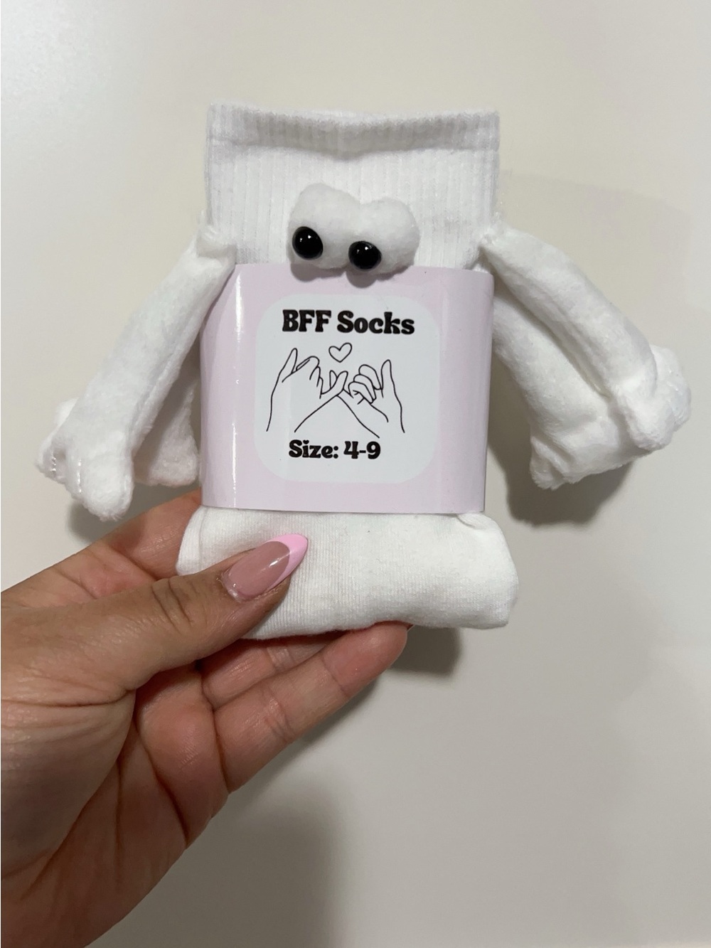 BFF Black Novelty Socks with Pom Eyes & Magnetic Hands
